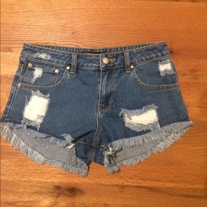 P.S Erin Wasson dark denim shorts with design